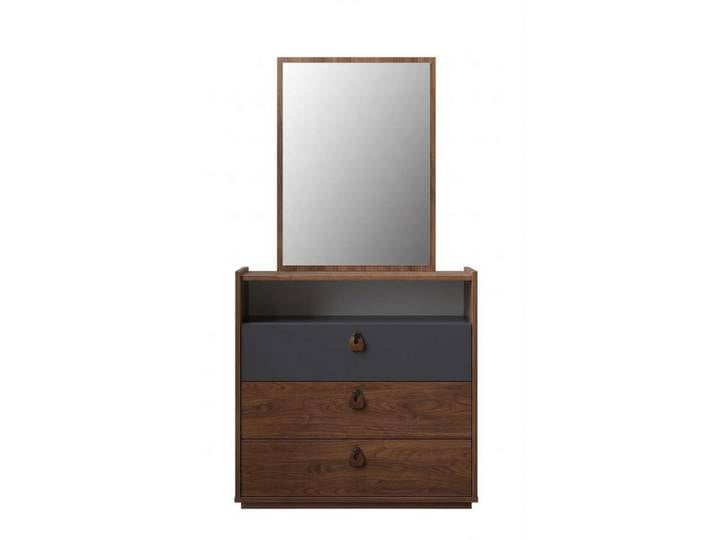 Xlmoebel Kommode Braune Kommode mit Spiegel Holzkommode Kommode für Jugendliche (2 St., 1-tlg)