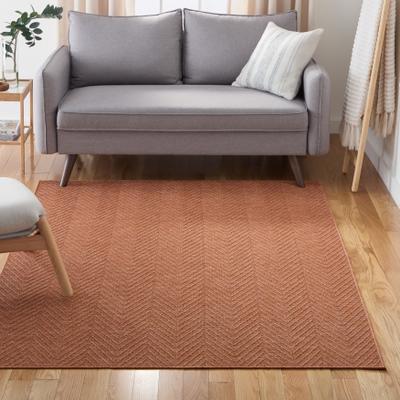 TOWN & COUNTRY BASICS Pax Herringbone Textured Solid Machine Washable Area Rug Rust
