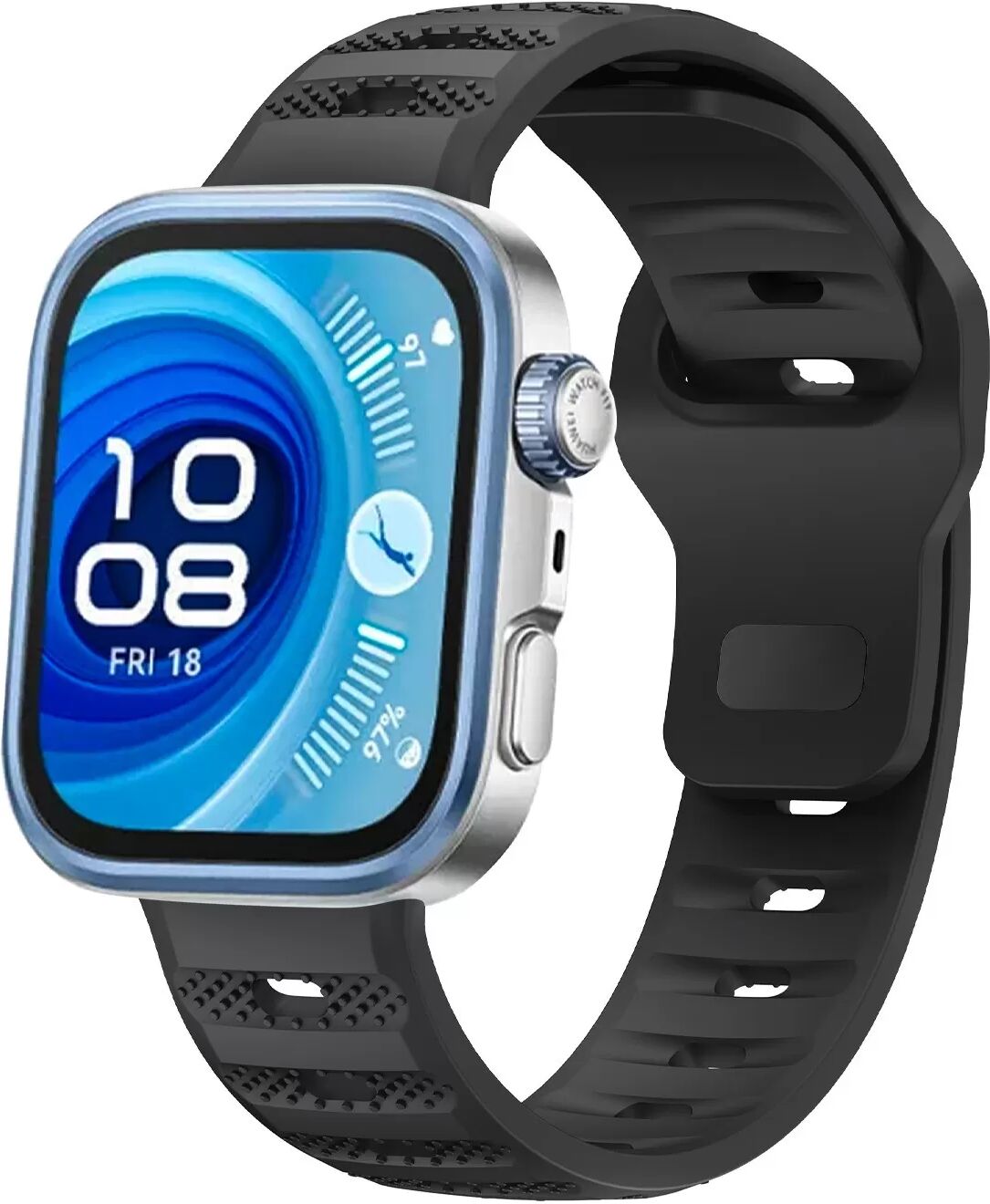INF Silikonarmband für Kompatibel mit Huawei Fit 4/Fit 3 - Sportliches Design Schwarz