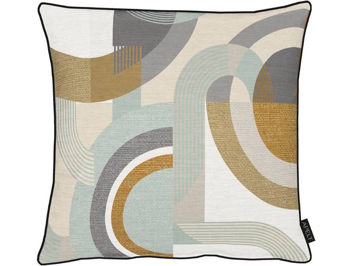 Dekokissen APELT Arco Gr. 1, blau (türkis, gemustert), B:46cm L:46cm, Polyester, Dekokissen_Sitzkissen_Kissenhüllen, Dekokissen