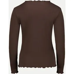 Langarmshirt mit Wellensaum Braun 40