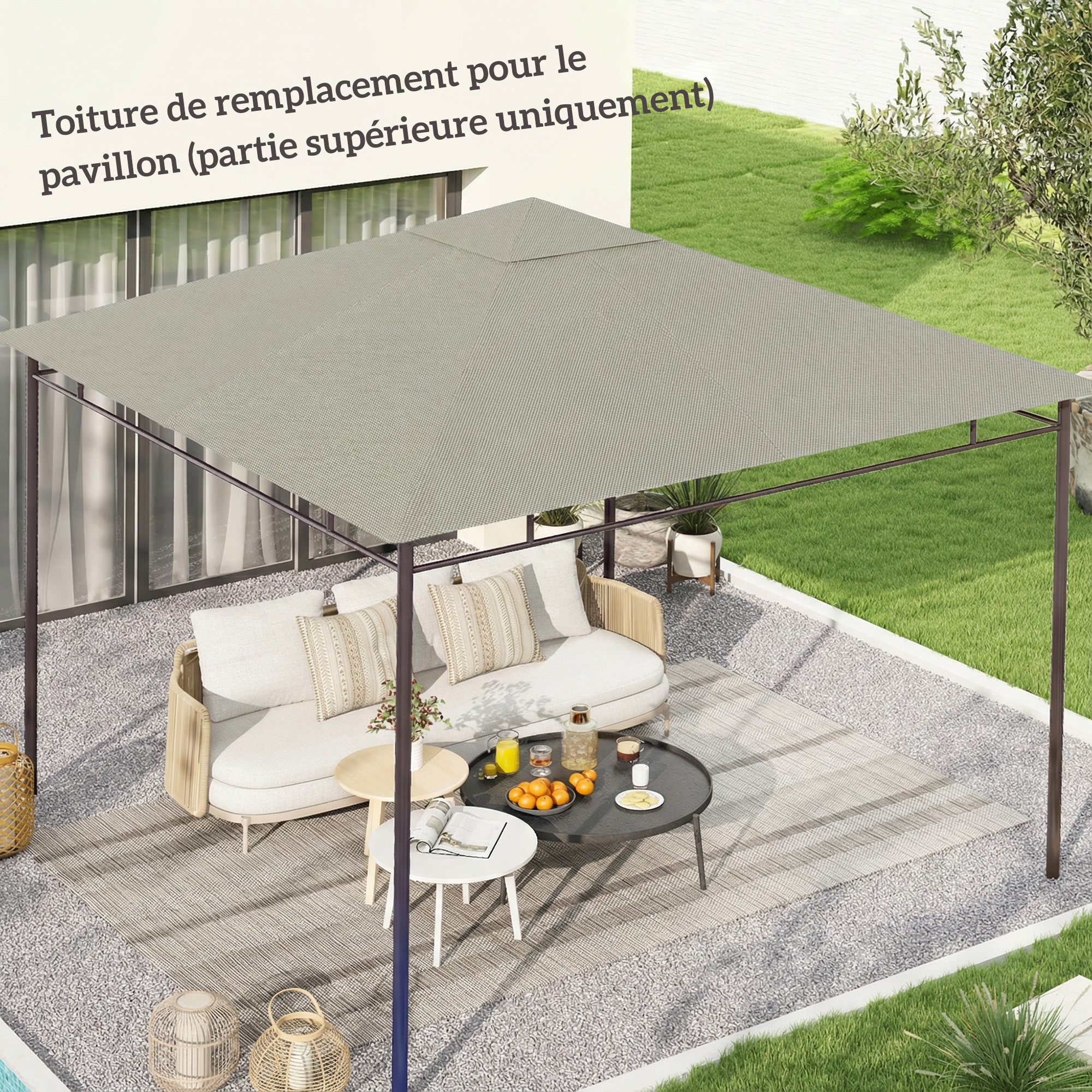 Outsunny Telo di ricambio per padiglione gazebo tenda tetto sostitutivo gazebo da giardino poliestere 180 g/m² 3 x 3 m grigio   Aosom Italy