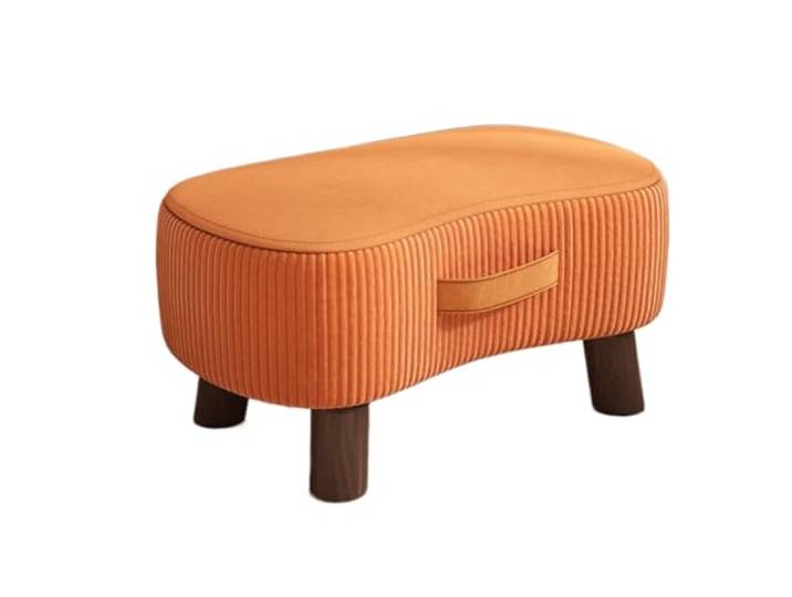 GTOULHH Sitzhocker Ottoman Hocker Fußhocker, Niedlich Geformter Kleiner Hocker Mit Holzrahmen, Tragbarer Griff Moderne für Wohnzimmer(Orange)