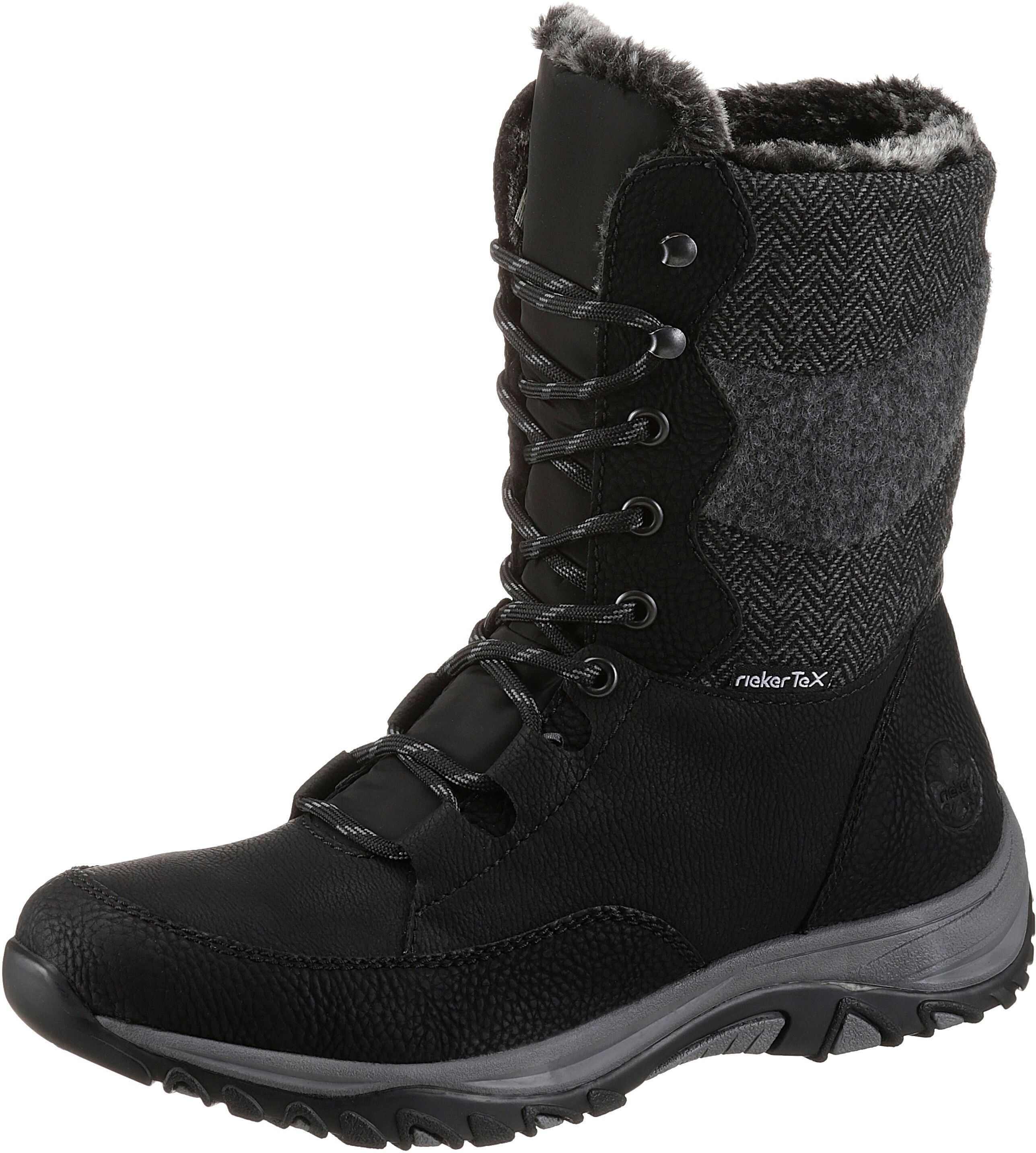 Winterboots RIEKER, Damen, Gr. 39, Warmfutter, schwarz (schwarz, kombiniert), Lederimitat, Textil, Schuhe Winterboots, mit kuscheligem Warmfutter schwarz, kombiniert 39, Warmfutter