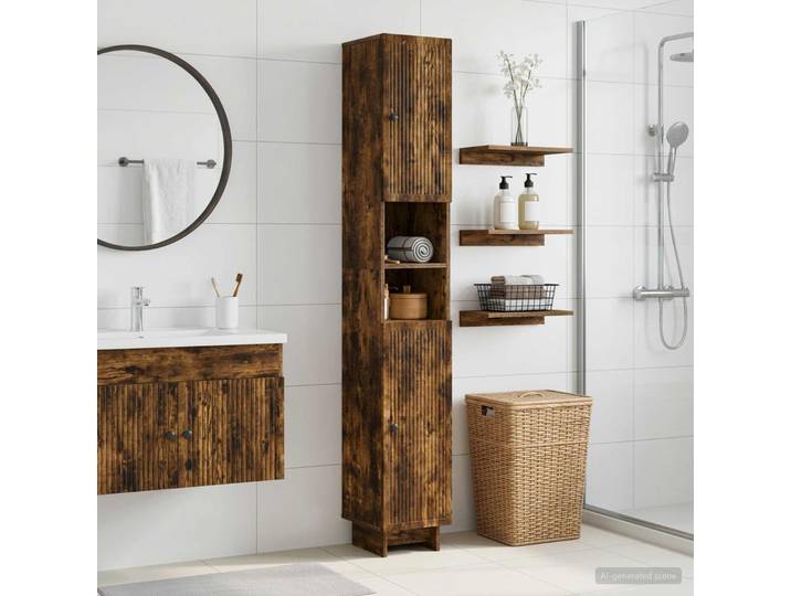 vidaXL Badezimmerschrank mit offenem Regal EDE Raucheiche