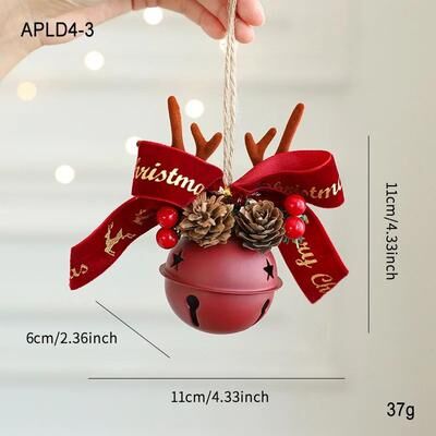 Uplift Treasures Christmas Bell Antlers Pinecone Hanging Ornament Decor i 100 Mm