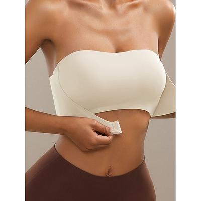 Damen Sexy Dessous BH RückenfreiNightwearNylon Täglich Heim Outdoor Einfarbig Mode Nahtlos Schwarz Champagner Rosa Sommer Frühling