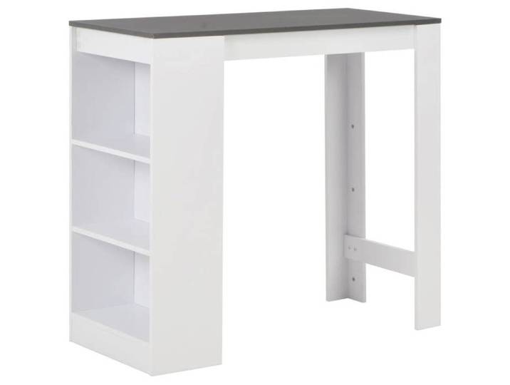 SALE 2026  Table de cuisine style minimaliste Blanc - Table de bar avec étagère Blanc 110x50x103cm 7396343807880