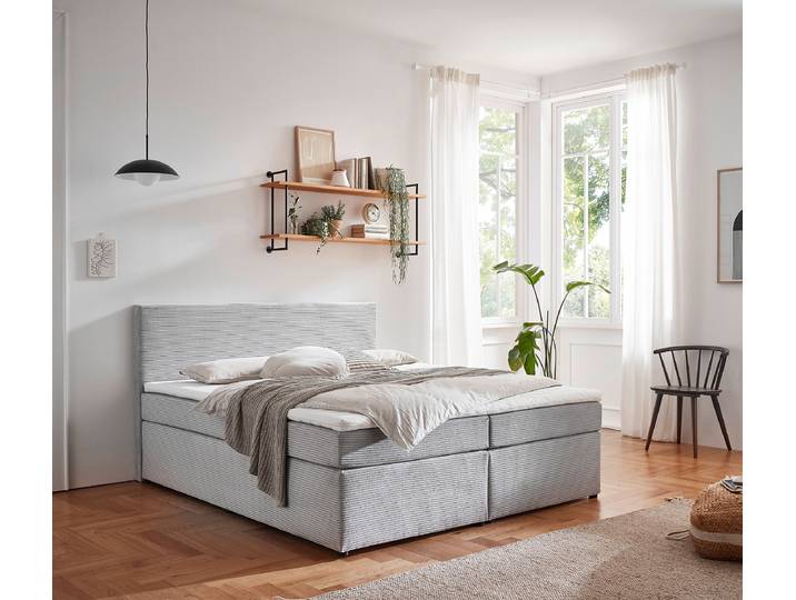 Boxspringbett 180 x 200cm Cordstoff Egina Silber