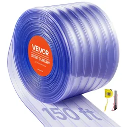 VEVOR PVC-Streifenvorhang, 45,72 m Länge x 30 cm Breite, Lamellenvorhang, Meterware, -20 °C bis 60 °C Vorhangstreifen für Türen von Supermärkten, Garagen, Lagerhallen, Tierhäusern, gerippt