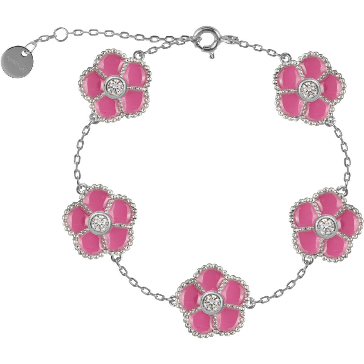 Jacques Lemans Armband Blumen Sterlingsilber mit Emaille/Zirkoniae