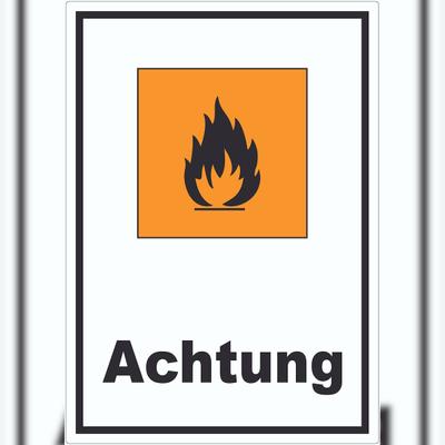HB-Druck Aufkleber Gefahrensymbol Entzündbar Achtung Brand Flamme A8 (52x74mm)