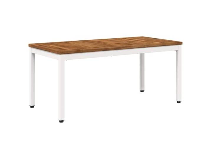 Couchtisch aus Massivholz Akazie 50 x 100,5 x 45 cm ne Stahlbeine, rechteckige Platte, Innen- und Außenanwendung, pflegeleicht