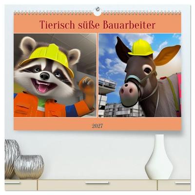 Tierisch süße Bauarbeiter (hochwertiger Premium Wandkalender 2027 DIN A2 quer), Kunstdruck in Hochglanz