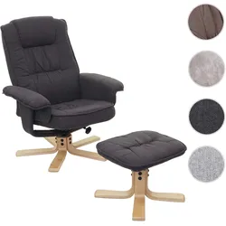 Relaxsessel M56, Fernsehsessel TV-Sessel mit Hocker, Stoff/Textil, FSC®-zertifiziert ~ dunkelgrau