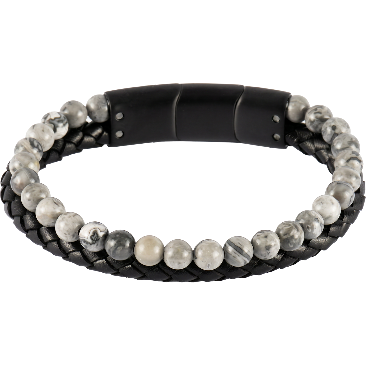 Jacques Lemans Lederarmband mit Jaspis