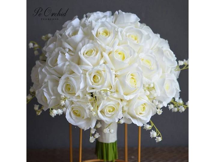 Peorchidée romantique ivoire Roses Bouquet de mariée Simple blanc muguet Bouquets de mariage fleurs artificielles Buque Da Noiva