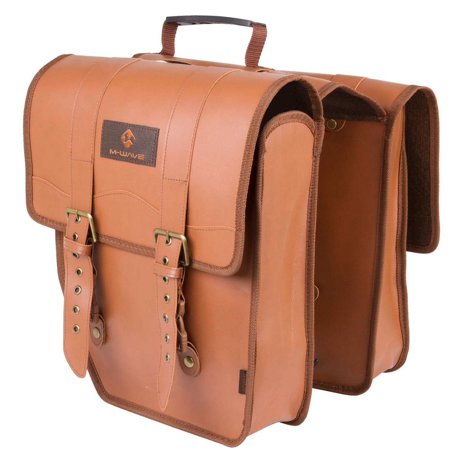 M-Wave M Wave Gepäckträgertasche Gepäckträgertsche Amsterdam Double L Echtlederoptik (15 l, Gepäckträgertasche) (122317)
