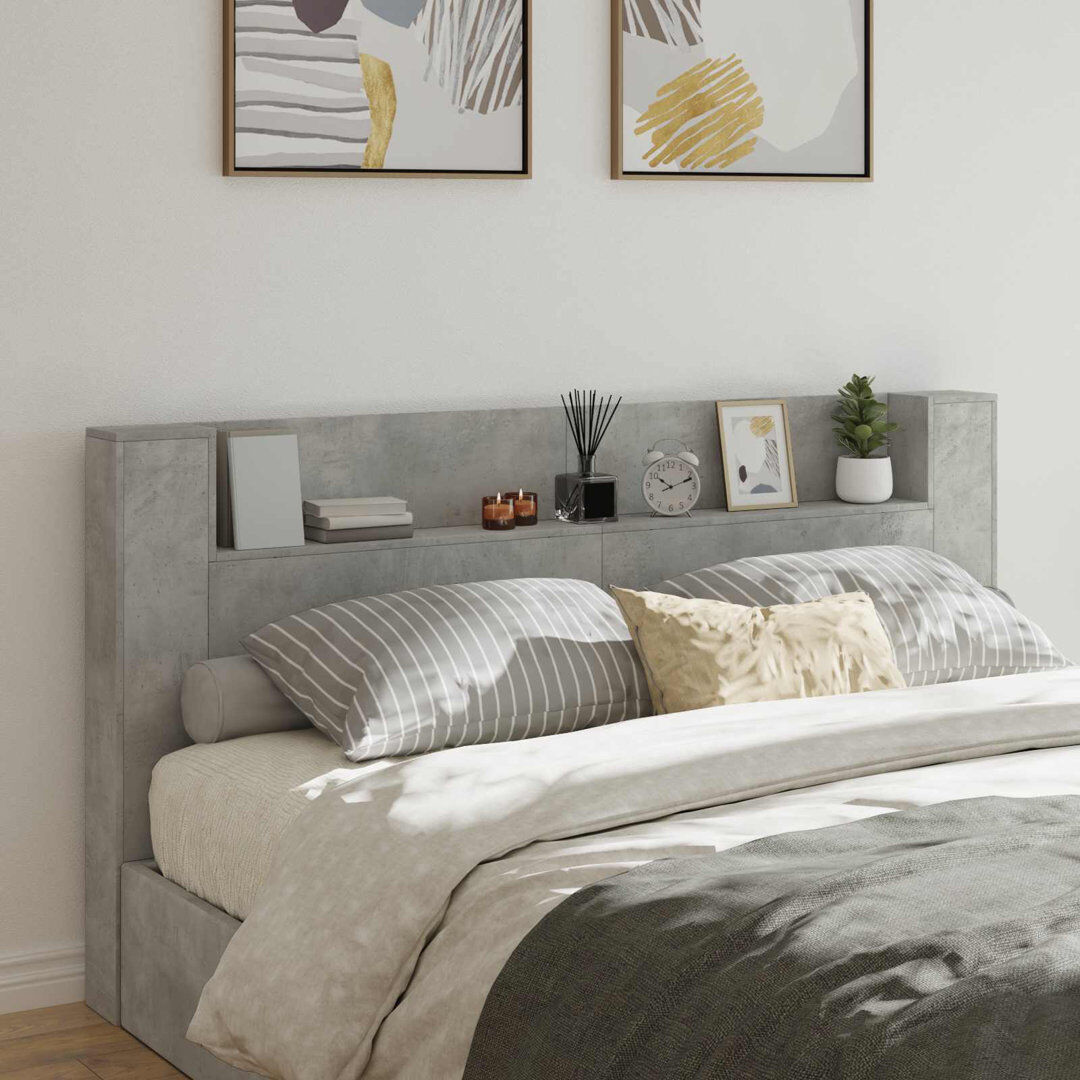 Latitude Run Headboard Concrete Grey 200 x 200cm