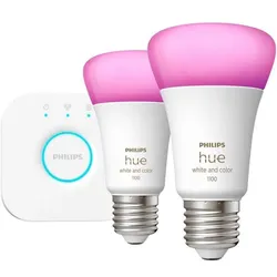 Starter Set Philips Hue E27 Lampe A60 Doppelpack + Hue Bridge RBGW