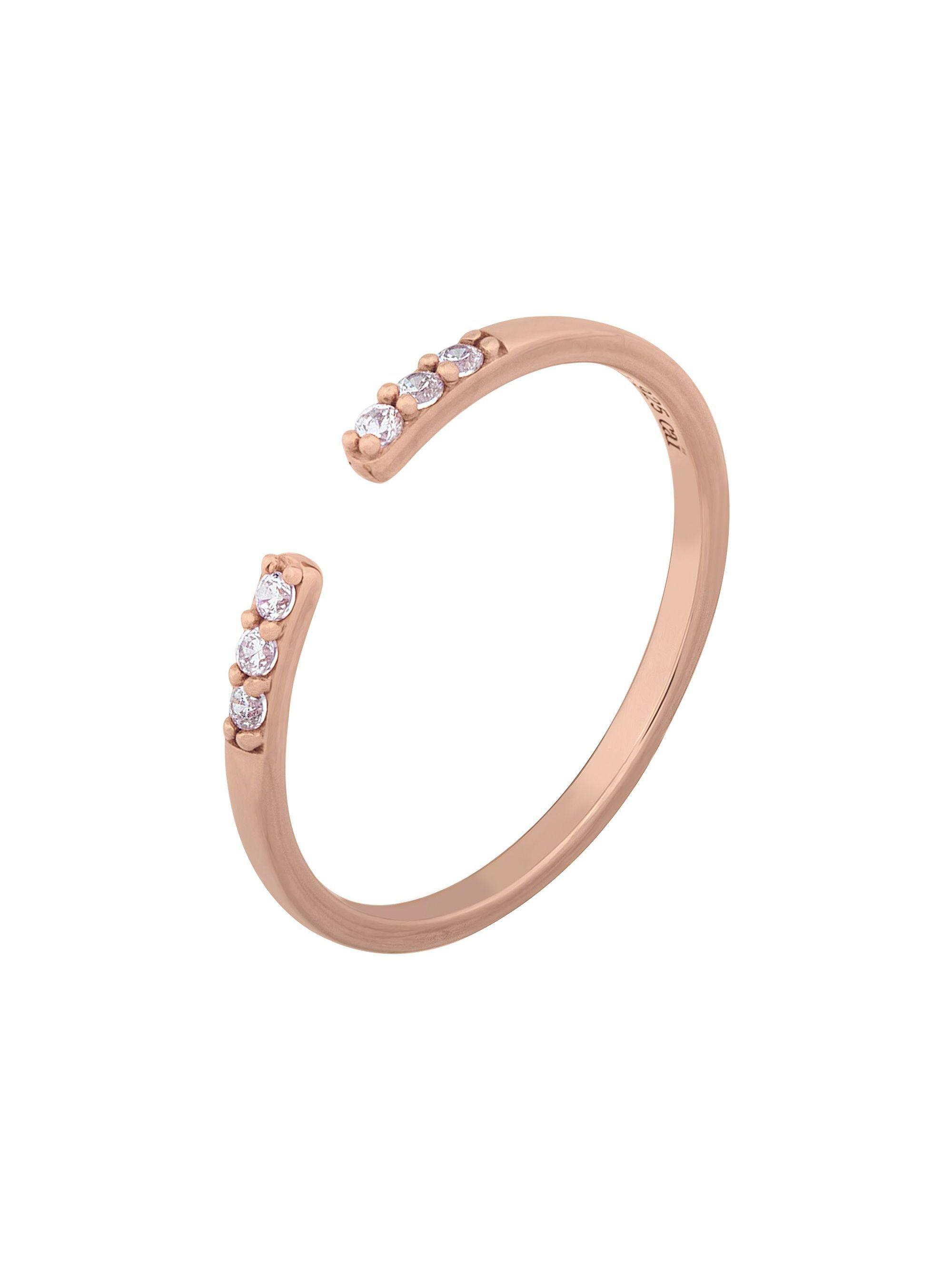 cai Ring 925/- Sterling Silber rosévergoldet offen Zirkonia Stacking