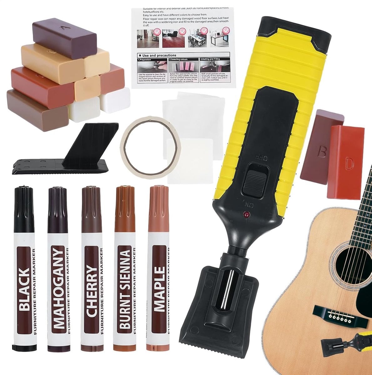 Reparatieset voor houten vloeren en meubels - Krasverwijderaar voor laminaat - Waterdichte combinatie in 11 kleuren