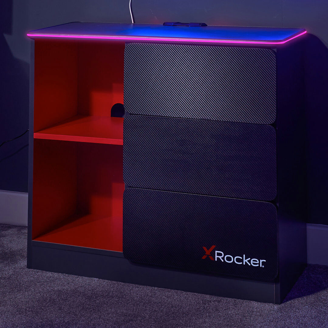 X Rocker Carbon-Tek Chest Of 3 Drawers With LED Lights Gray 70.5cm H X 79cm W X 34cm D