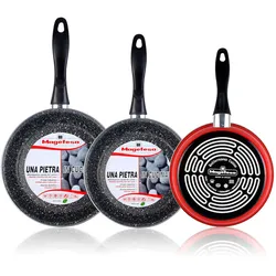 Magefesa K2 Rotes 3er-Set Bratpfannen 20-24-28 cm, Induktion, Antihaftbeschichtung STONE PFOA-Free, Rot