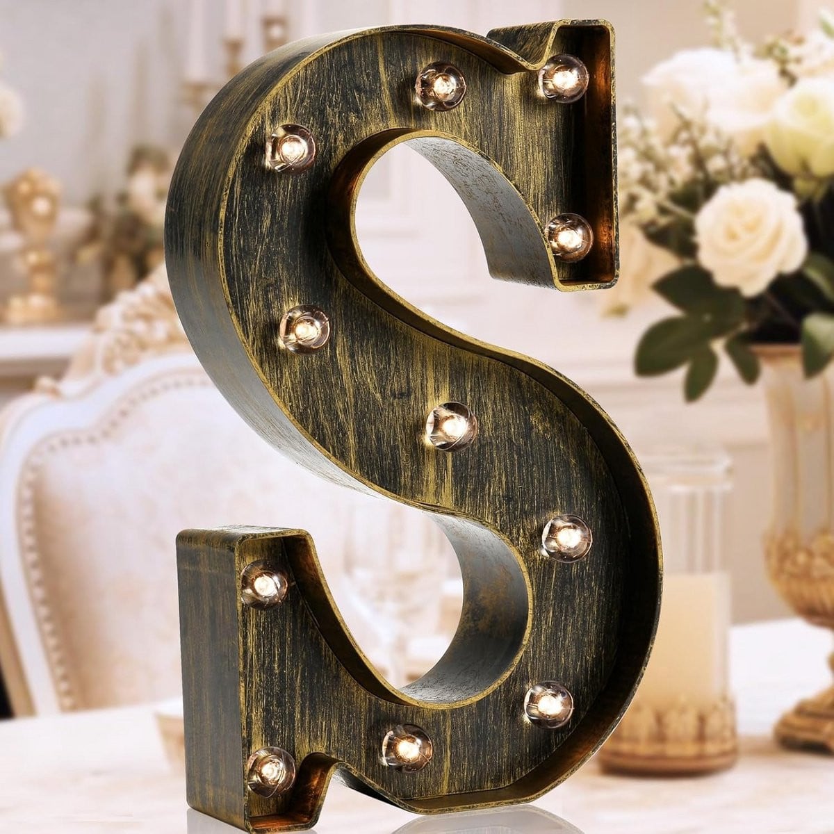 LED Marquee Letter S - Industrieel Vintage Metalen Verlichting voor Decoratie en Feestjes
