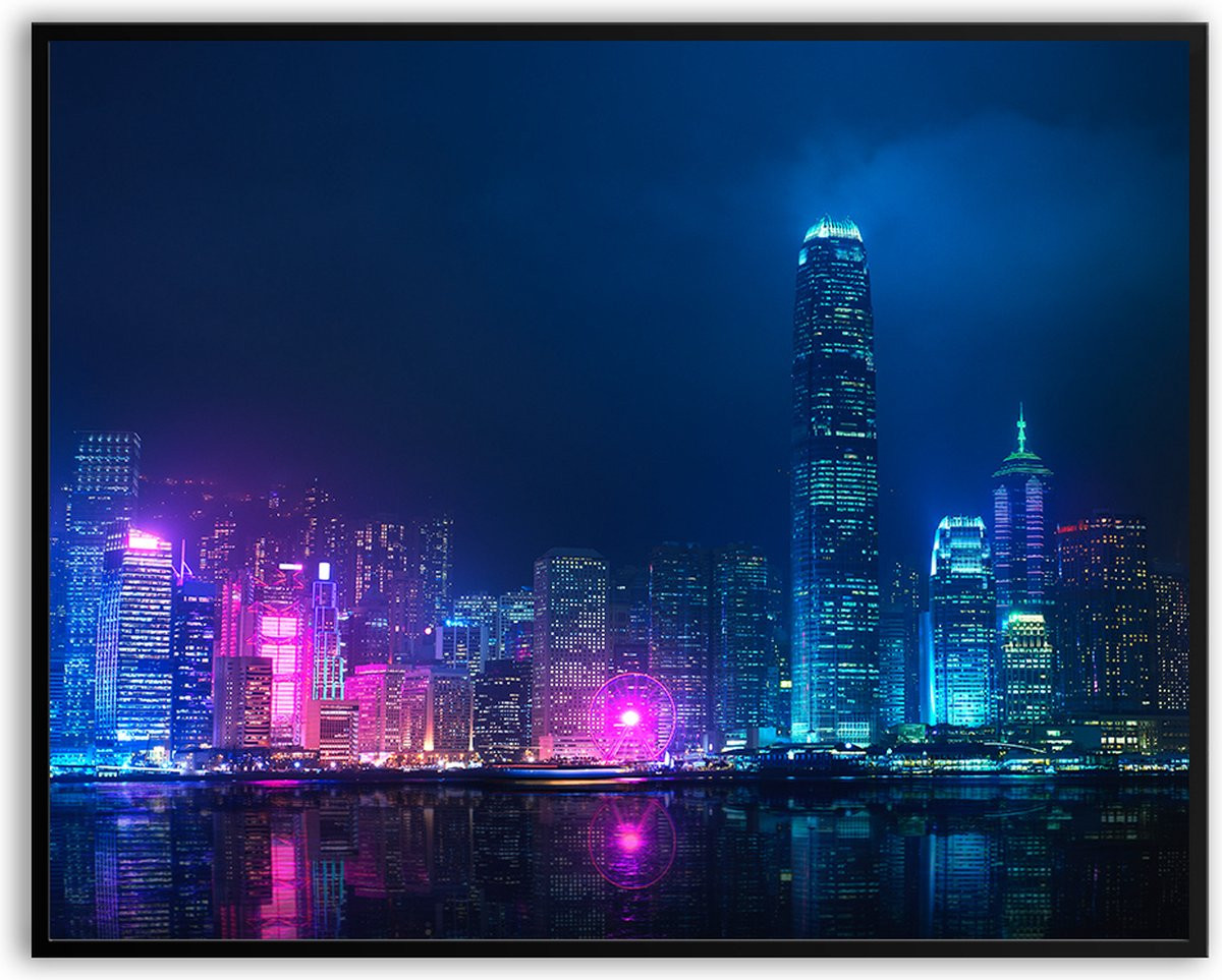 Fotolijst met Hongkong skyline poster en glazen plaat, 30 x 40 cm