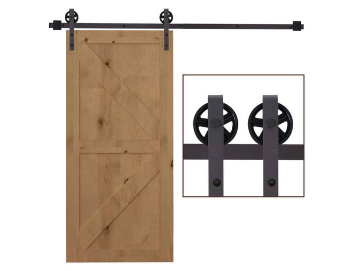 Homcom Schiebetüren-Beschlagsatz, 183 cm Komplett-Set mit Schienen, Dunkelbraun, Braun, Metall, 4x0.6x183 cm, Schlafzimmer, Kleiderschränke, Schrankzubehör, sonstiges Schrankzubehör