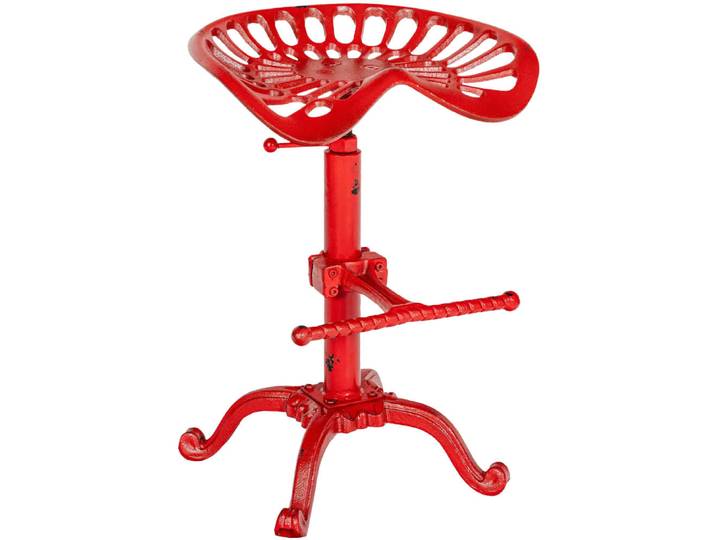 Tabouret de bar industriel réglable en metall rouge