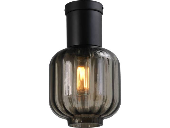 Design plafondlamp Lett lll 20cm zwart met smoke glas Masterlight - 5160-05-05-20