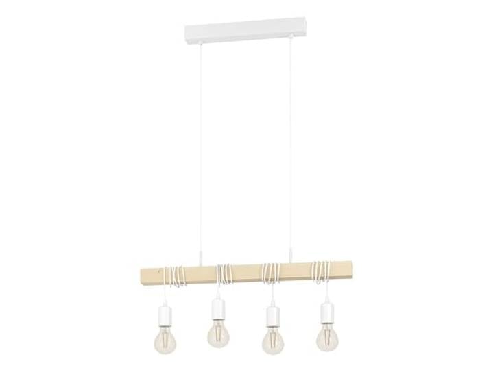 Eglo lampe pendante Townshend\, lampe pendante vintage 4 flammes au design industriel\, lampe pendante rétro en acier et bois\, blanc\, brun\, certifié FSC\, douille E27