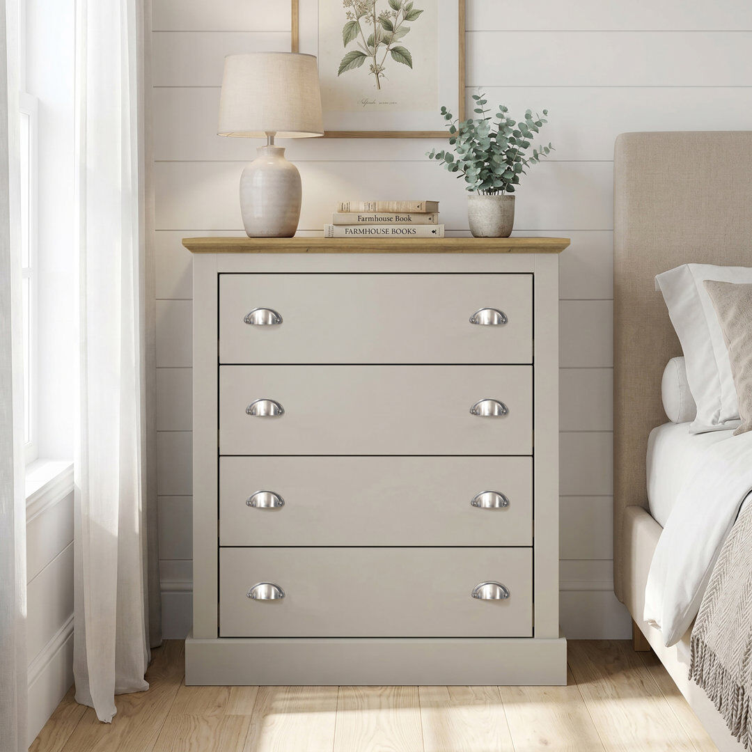 Brambly Cottage Sufy Octave 4 Drawer Chest of Drawers Light Grey 93cm H X 79cm W X 39.5cm D