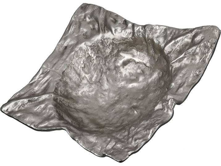 Schale GILDE Deko-Schale Crumple silberfarben , silberfarben, B:30cm H:10cm T:30cm, Aluminium, Schüsseln, Schale