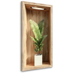 LEINWANDBILD Farnblätter in einer Holzvertiefung 40x80cm