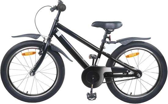 Kinderfahrrad - Jungefahrrad, Mädchenfahrrad - Für abenteuerliche Fahrten - Robuste Stahlkonstruktion - 18 Zoll - Schwarz