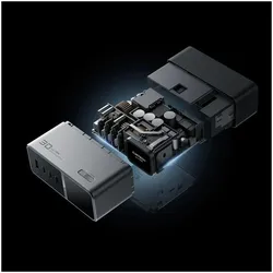 Cuktech Stacja ładująca TA3005U 300W 5w1 z wyświetlaczem cyfrowym - srebrna (300 W, 5 Ports), USB Ladegerät, Silber, Grau