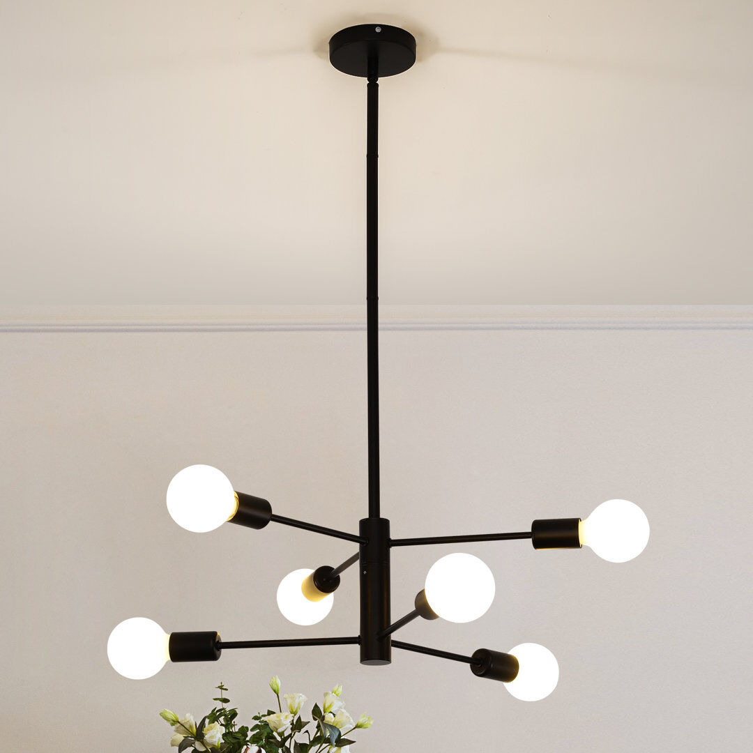 George Oliver Cobina 6 - Light Sputnik Chandelier Black 19cm H X 54cm W X 54cm D