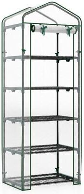 Costway Mini Greenhouse Portable Plant Grow House with 5 Tier Shelves-White