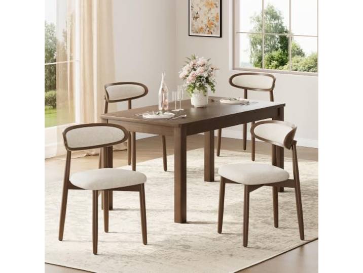 MALOL Esszimmerstühle 4er Set, Stühle Esszimmer, Ergonomischer Stuhl mit Massivholzrahmen, 5cm Schaumpolsterung, Bequeme Polstersitzfläche, Küchenstuhl für Zuhause und Gewerbe, Beige