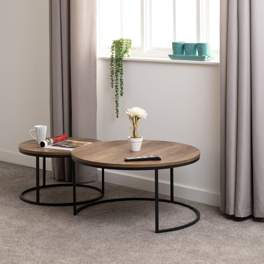 Mercury Douros 2 Piece Coffee Table Set Oak 40cm H X 77cm W X 77cm D