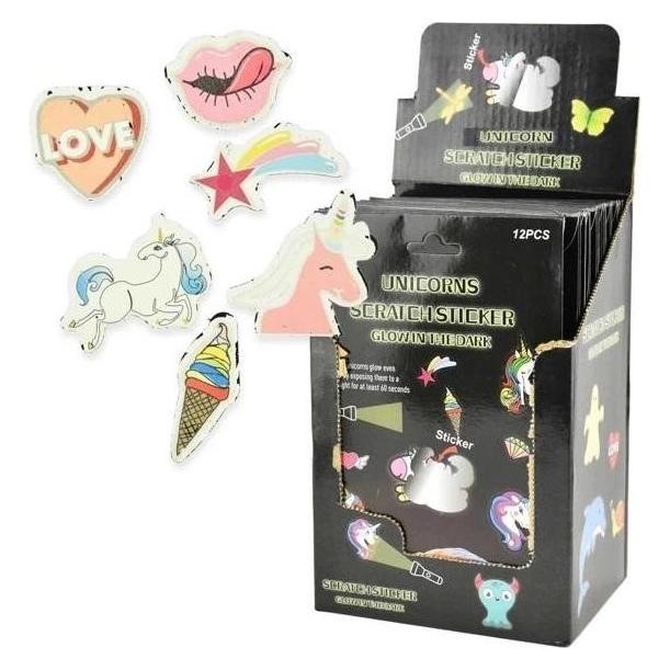 Teka Im Dunkeln leuchtende Kratzaufkleber Einhörner (12 Sticker) (47997956)