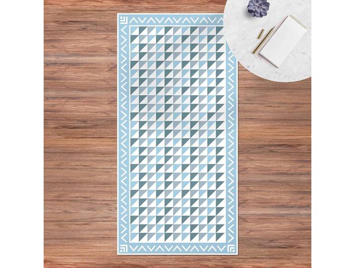 Tapis en vinyle carrelage Triangle 120 x 240cm Bleu