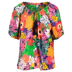 Blutsgeschwister Bluse Magic Maiden - coral flower XS