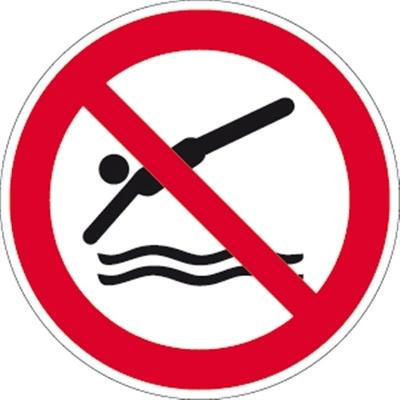 Schild Kopfsprung verboten ISO 20712-1, Alu, Ø 400 mm
