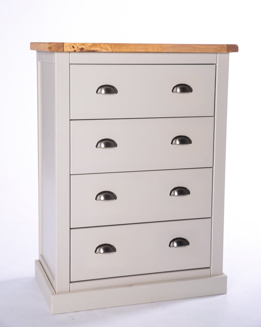 House of Hampton Quintin 70 cm W Chest of 4 Drawers Chrome/Grey 95cm H X 70cm W X 40cm D