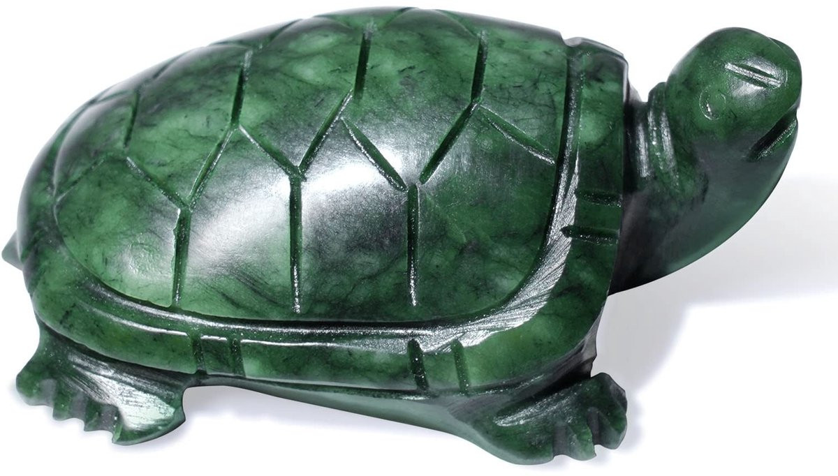 Handgesneden Jade Schildpad Standbeeld - Natuurlijke Edelsteen Decoratie voor op Tafel