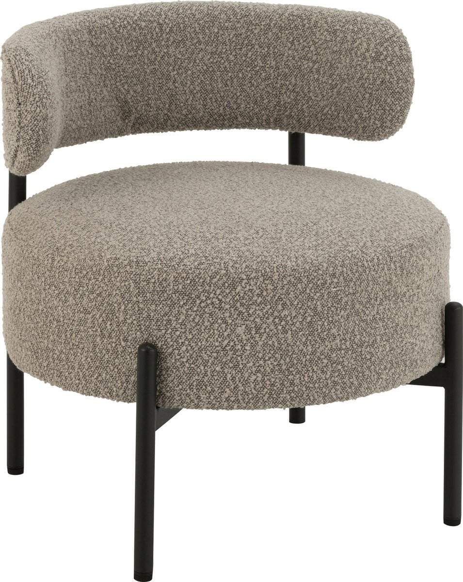 J-Line moderne loungestoel Bouclé grijs/zwart